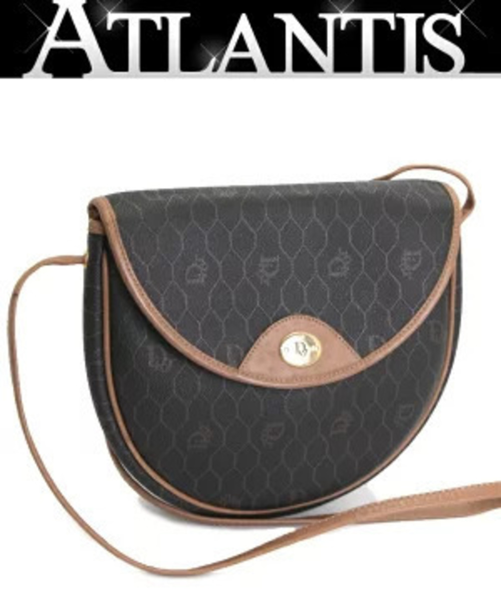 Christian Dior Shoulder Bag Honeycomb x Leather Black